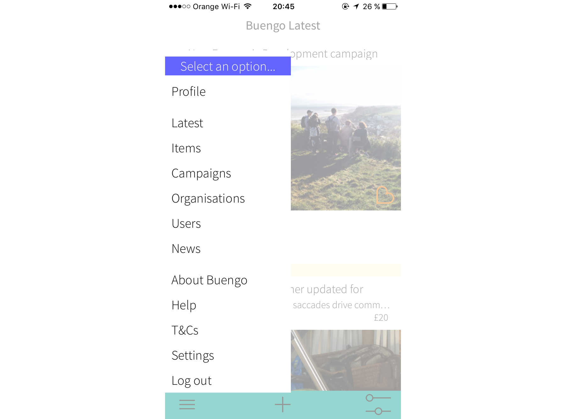 buengo app fist version screenshot