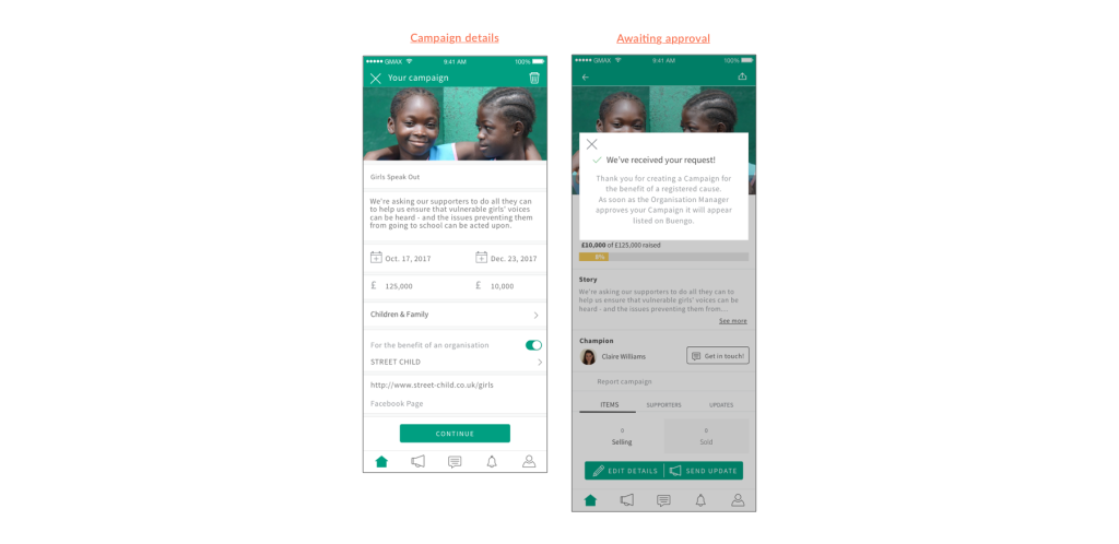 campaign approval screenshots buengo hana gausfain