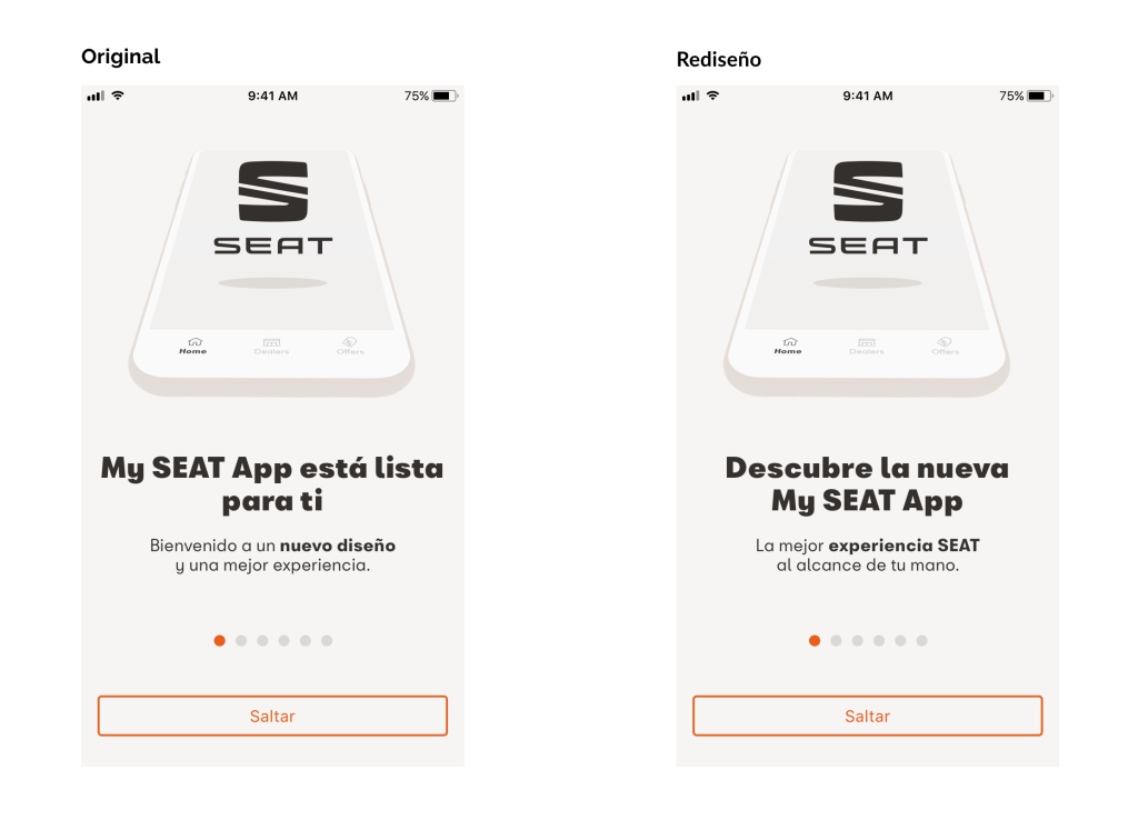 Pantalla Onboarding 1 de My SEAT App en español