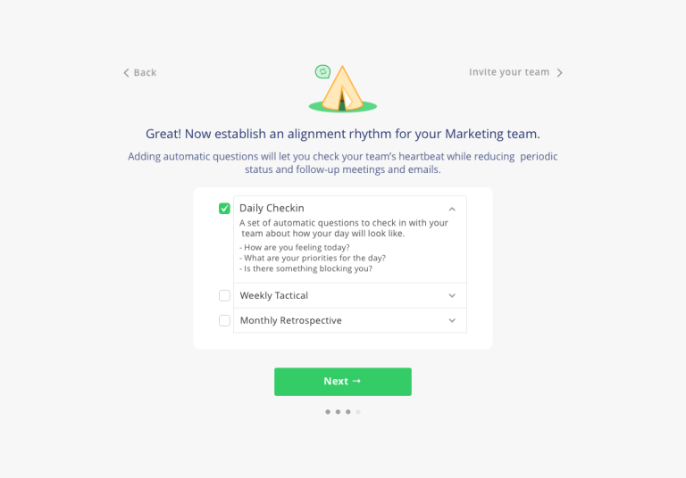 onboarding tribescale daily questions