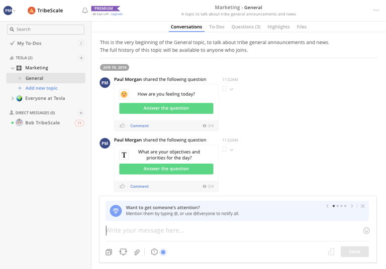 dashboard onboarding tribescale